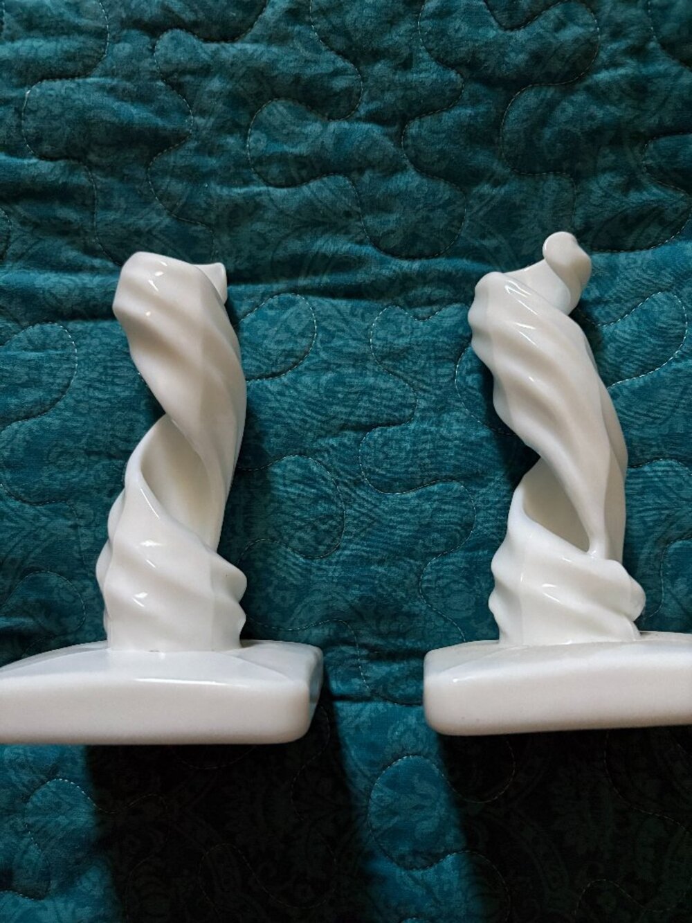Set of 2 Westmoreland Milk Glass Swirl Candle Sick Holders